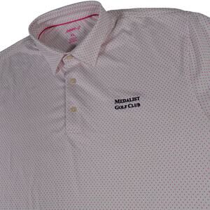 Johnnie-O Geometric Medalist Golf Club Pink White Performance Polo Shirt XL
